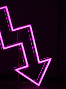 Preview wallpaper arrow, neon, purple, glow, dark