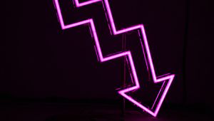 Preview wallpaper arrow, neon, purple, glow, dark