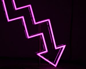 Preview wallpaper arrow, neon, purple, glow, dark