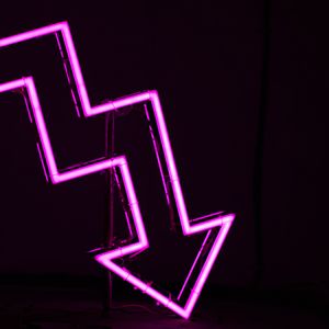 Preview wallpaper arrow, neon, purple, glow, dark