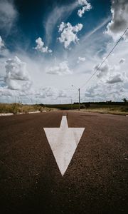 Preview wallpaper arrow, road, asphalt, pointer, landscape