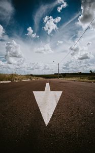 Preview wallpaper arrow, road, asphalt, pointer, landscape