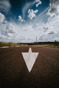 Preview wallpaper arrow, road, asphalt, pointer, landscape