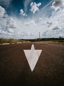 Preview wallpaper arrow, road, asphalt, pointer, landscape