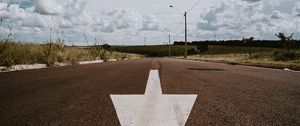 Preview wallpaper arrow, road, asphalt, pointer, landscape