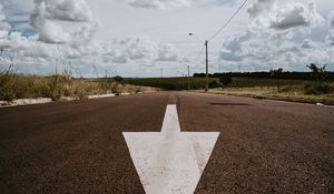 Preview wallpaper arrow, road, asphalt, pointer, landscape