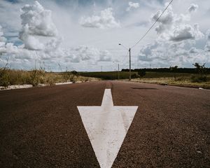 Preview wallpaper arrow, road, asphalt, pointer, landscape