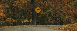 Preview wallpaper arrow, trees, forest, autumn, sign