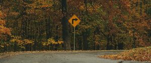 Preview wallpaper arrow, trees, forest, autumn, sign