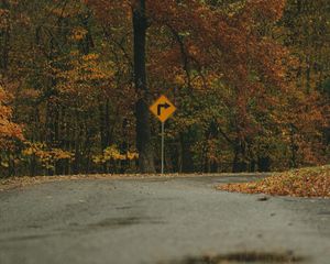 Preview wallpaper arrow, trees, forest, autumn, sign