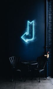 Preview wallpaper arrow, wall, pointer, cafe, table, chairs