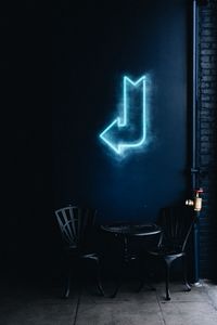 Preview wallpaper arrow, wall, pointer, cafe, table, chairs