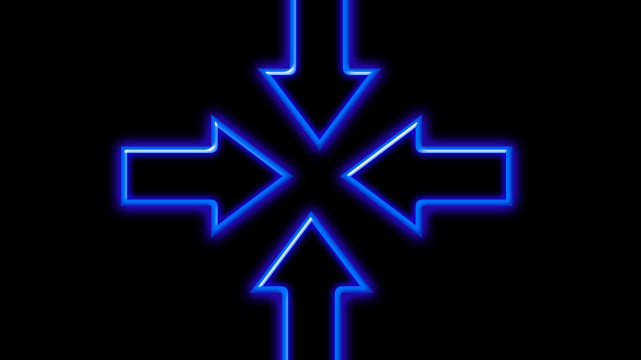 Wallpaper arrows, neon, lights, blue