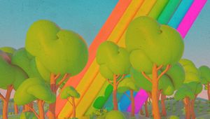 Preview wallpaper art, multicolored, trees, rainbow, colorful, imagination
