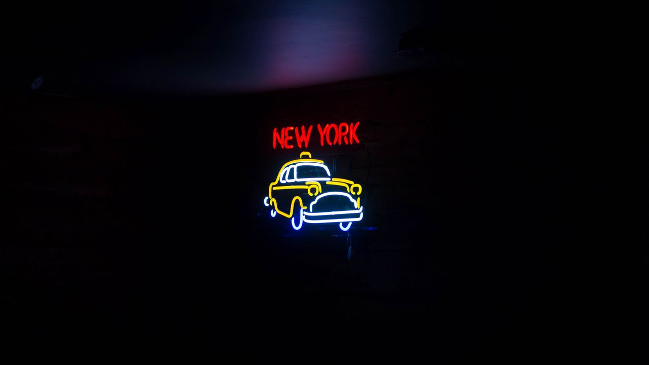 Wallpaper art, neon, inscription, new york