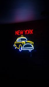 Preview wallpaper art, neon, inscription, new york
