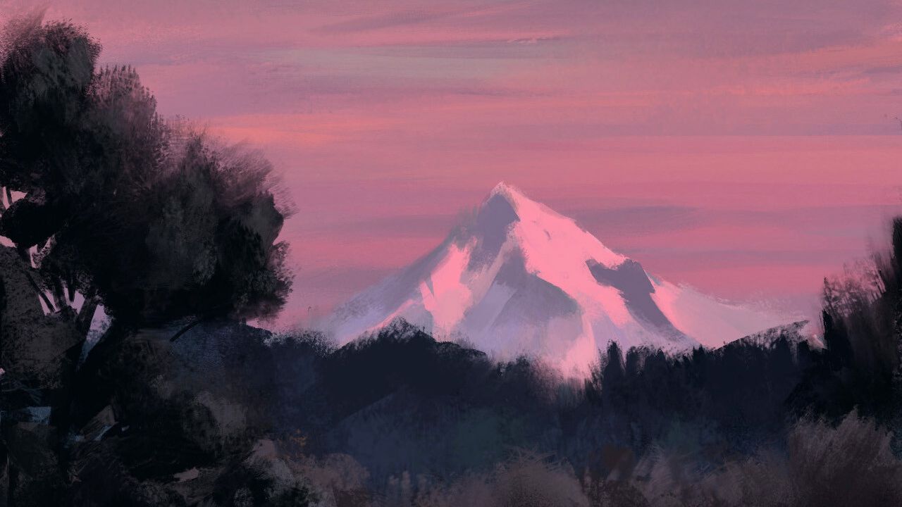 Wallpaper art, paints, landscape, mountains