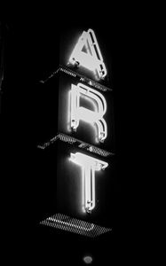 Preview wallpaper art, sign, neon, bw, dark