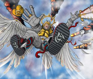 Preview wallpaper art, wings, sword, explosion