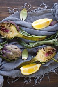 Preview wallpaper artichoke, lemon, fruit, vegetables, scarf