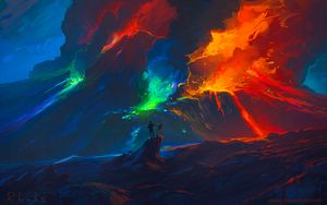 Preview wallpaper artist, waves, colorful, art, fantasy