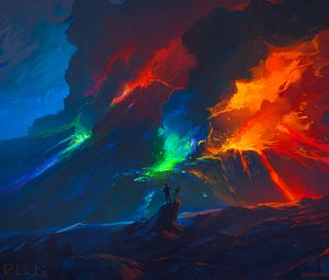 Preview wallpaper artist, waves, colorful, art, fantasy