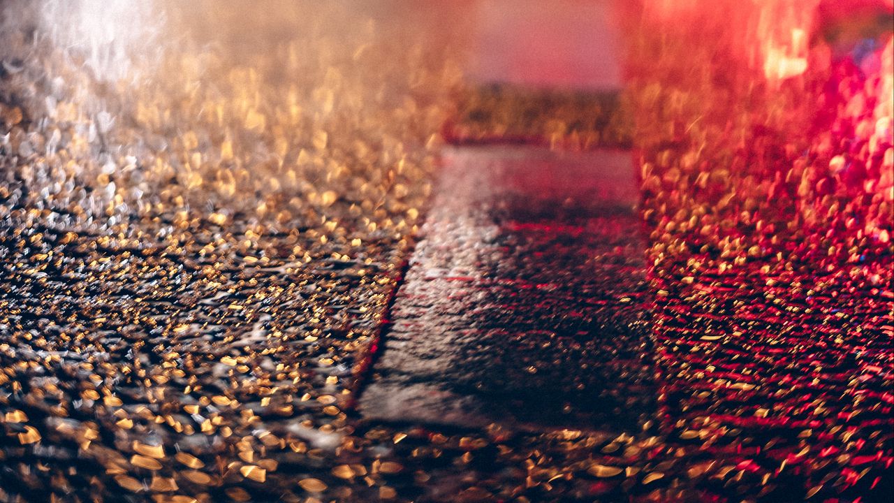 Wallpaper asphalt, lights, bokeh, blur, street