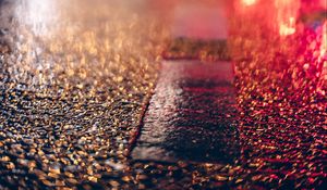 Preview wallpaper asphalt, lights, bokeh, blur, street