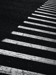 Preview wallpaper asphalt, pavement, marking, stripes, black and white, bw