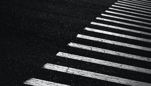 Preview wallpaper asphalt, pavement, marking, stripes, black and white, bw