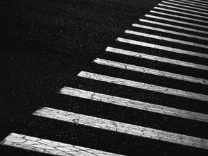 Preview wallpaper asphalt, pavement, marking, stripes, black and white, bw