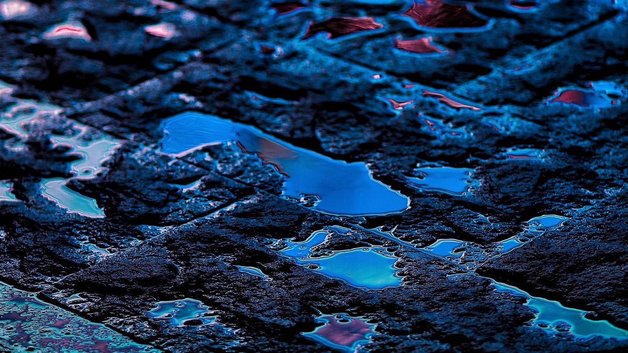 Wallpaper asphalt, puddles, reflection