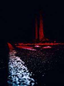 Preview wallpaper asphalt, wood, dark, night, blur