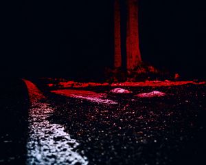 Preview wallpaper asphalt, wood, dark, night, blur