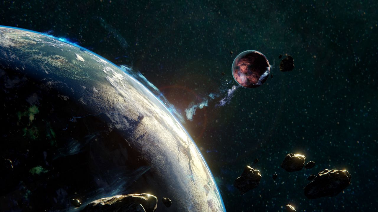 Wallpaper asteroid, meteorite, space, fall