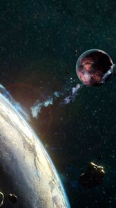 Preview wallpaper asteroid, meteorite, space, fall