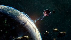 Preview wallpaper asteroid, meteorite, space, fall