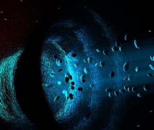 Preview wallpaper asteroids, black hole, funnel, light