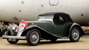 Preview wallpaper aston martin, 1937, black, green, side view, style, cars, aircraft