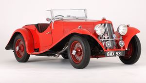 Preview wallpaper aston martin, 1937, red, side view, style, auto, retro