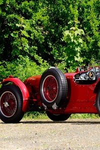 Preview wallpaper aston martin, 1939, red, side view, style, retro, auto