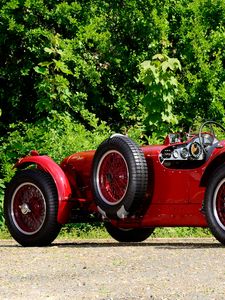 Preview wallpaper aston martin, 1939, red, side view, style, retro, auto