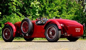 Preview wallpaper aston martin, 1939, red, side view, style, retro, auto