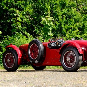 Preview wallpaper aston martin, 1939, red, side view, style, retro, auto