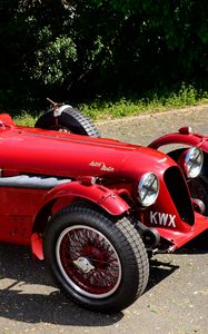 Preview wallpaper aston martin, 1939, red, side view, style, cars, retro