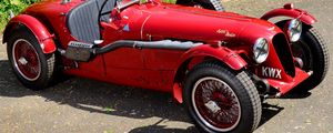 Preview wallpaper aston martin, 1939, red, side view, style, cars, retro