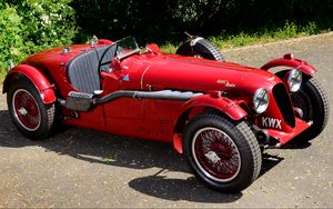 Preview wallpaper aston martin, 1939, red, side view, style, cars, retro