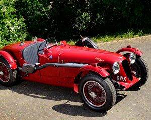 Preview wallpaper aston martin, 1939, red, side view, style, cars, retro