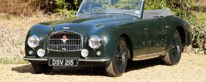 Preview wallpaper aston martin, 1952, retro, green, front view, style, cars, grass, shrubs