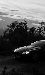 Preview wallpaper aston martin a8, aston martin, bw, machine, black, dark